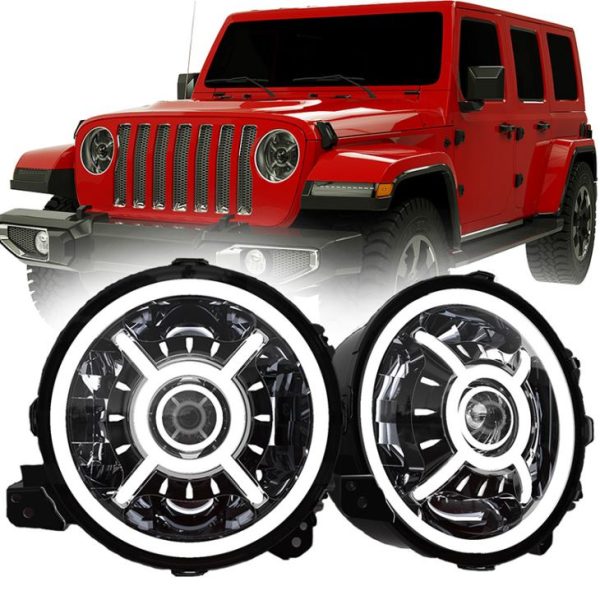 9 Inch Babhta JL stiúir Ceannlampa Taomanna Díreacha do Jeep Wrangler JL Rubicon Sahára